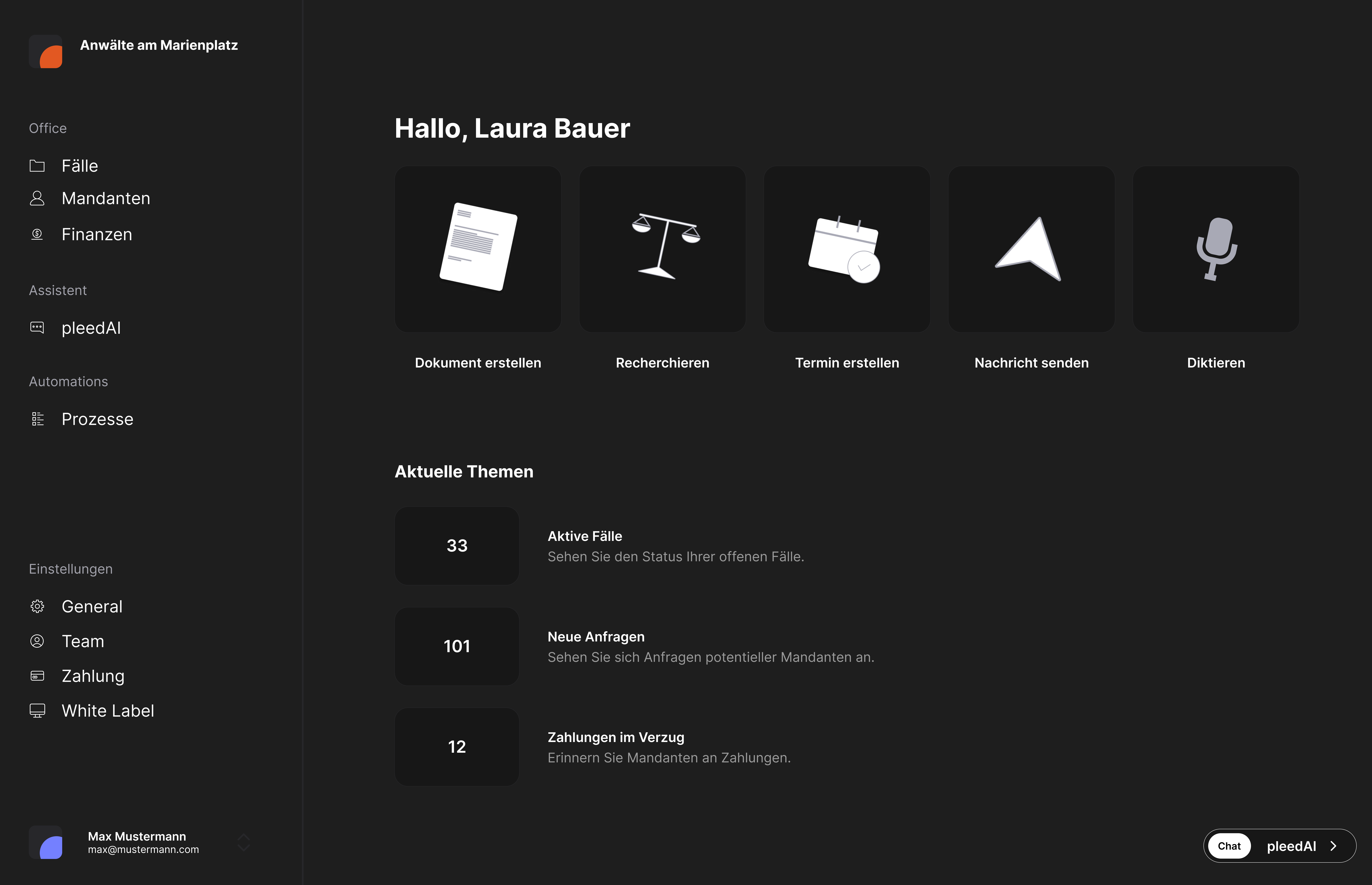 Pleed Legal Tech Software Startseite - Hero-Bild